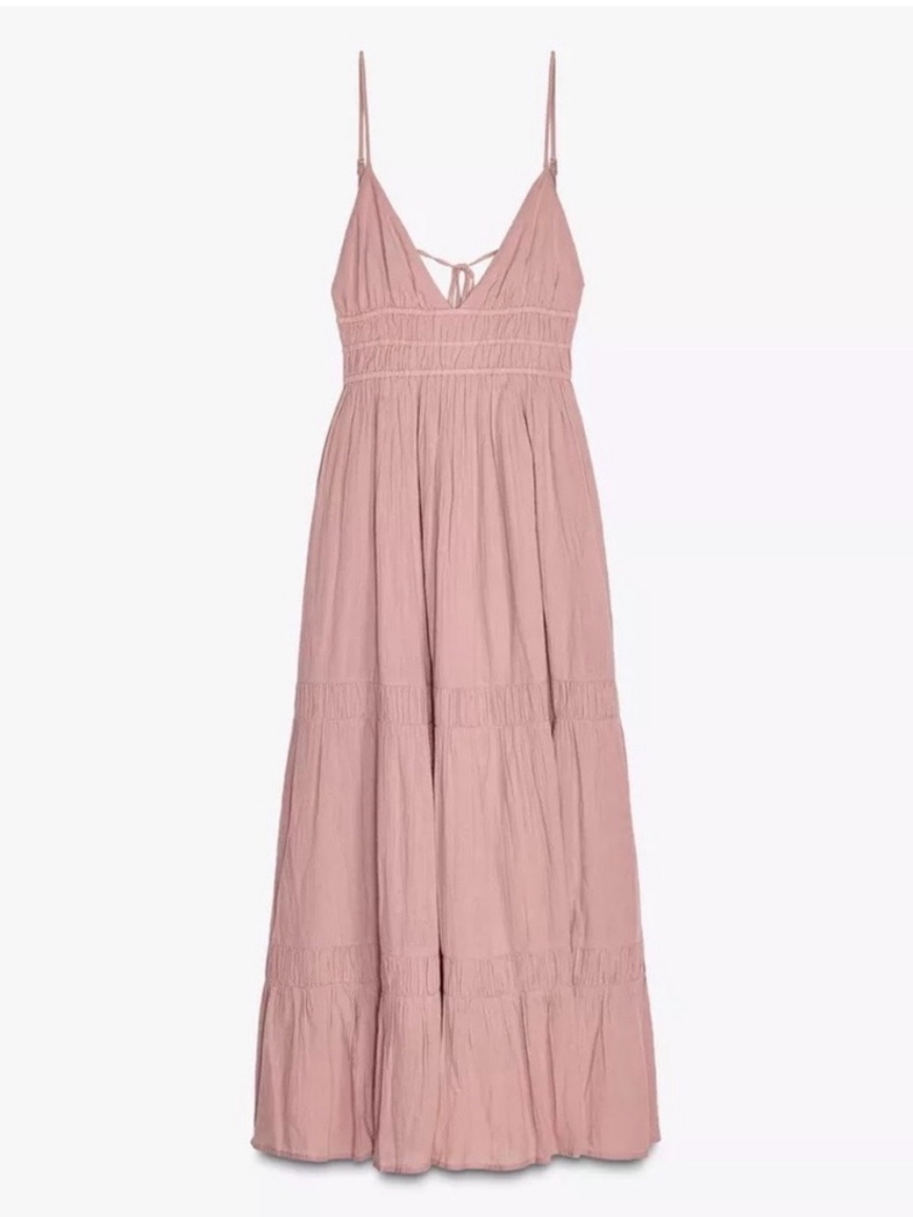 Zara gauze midi dress in pastel pink
